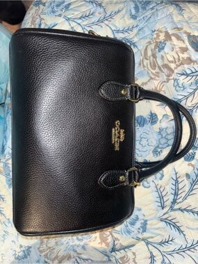 Coach Black Pebbled Leather Rowan Satchel with Gold Hardware